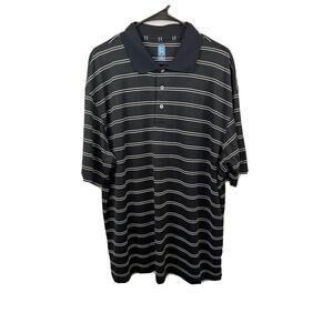 PGA Tour-Golf Polo Shirt, Mens XXL, 3 Button Collar, Black/White Short Sleeves